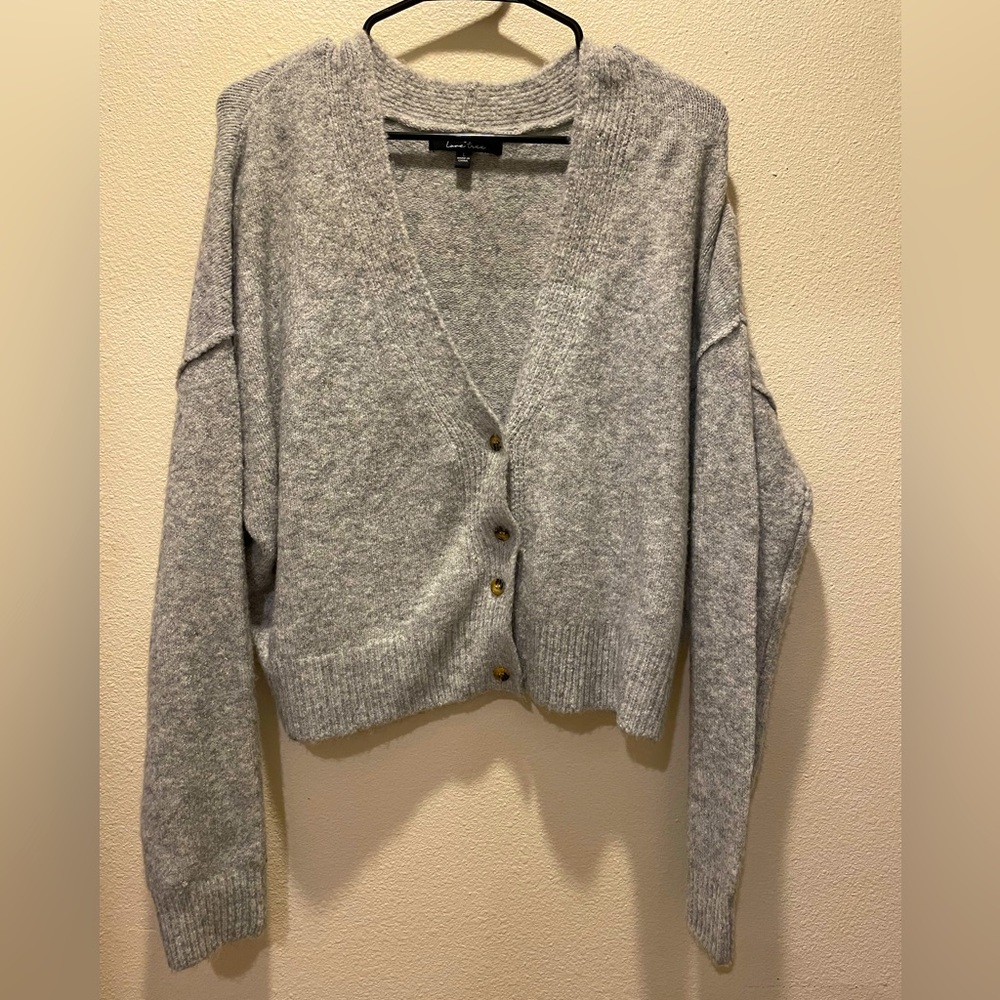 Grey cardigan sweater
